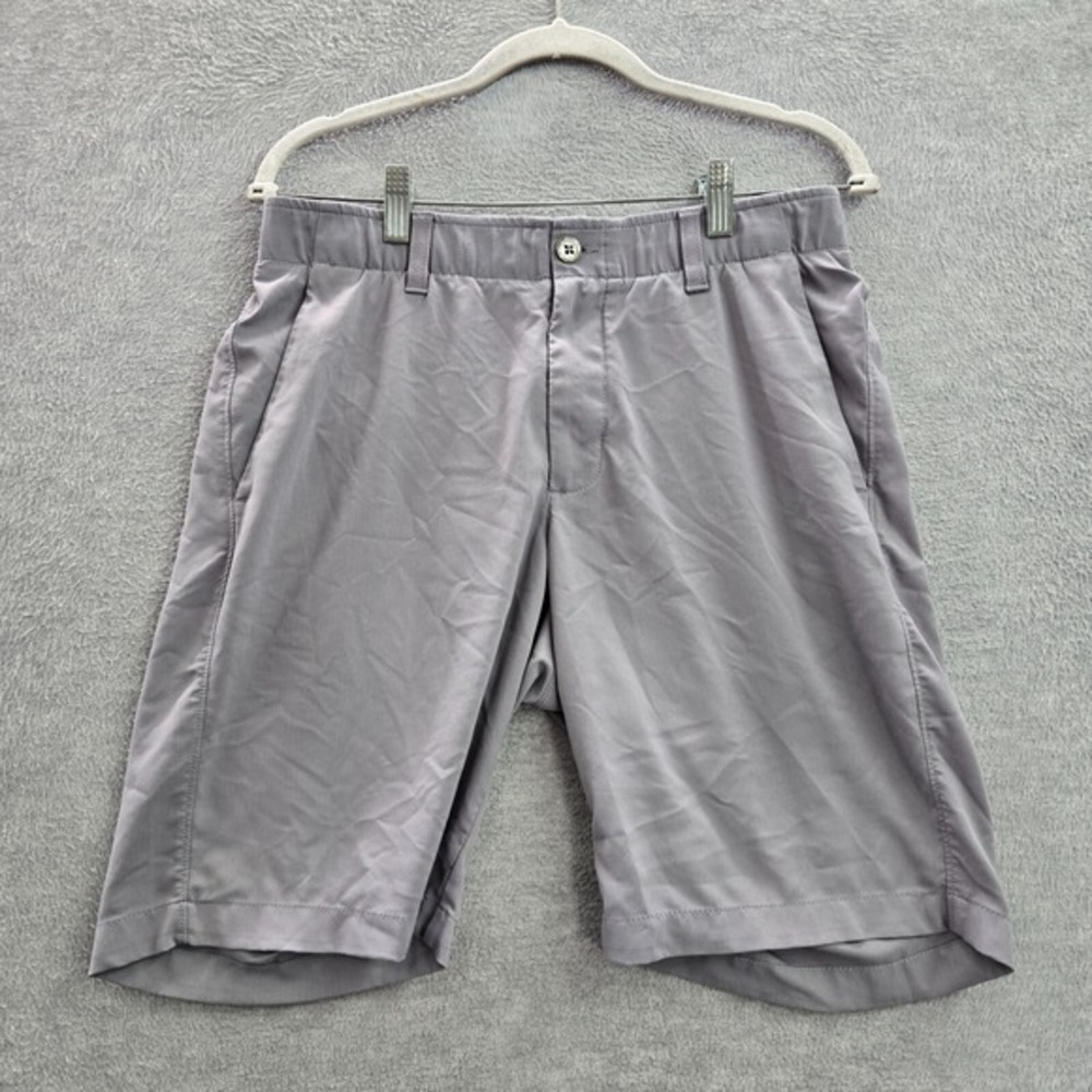 Under Armour Men Shorts 32 Gray Chino Heatgear Pockets Mid Rise 10 in Inseam
